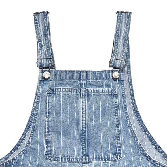 Madewell | Women | Pinyon Pinstripe Denim Short Overall Shortalls | Size XS - Picture 9 of 12